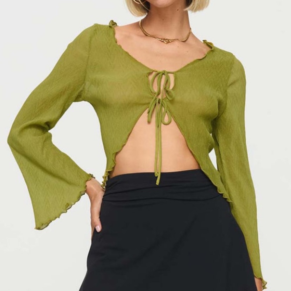 Princess Polly Undone Long Sleeve Top Green